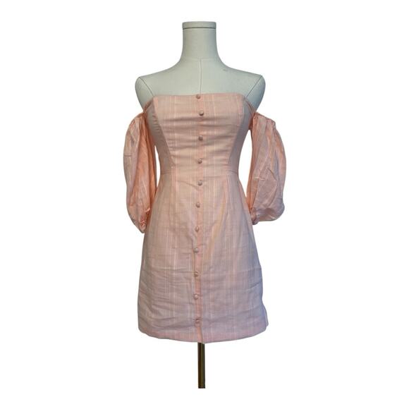 Rumer x Revolve Chloe Mini Dress Womens Size Medium Buttons Puff Sleeve - Picture 1 of 7